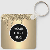 QR Code Business Logo Professional Gold Sleutelhanger (Achterkant)
