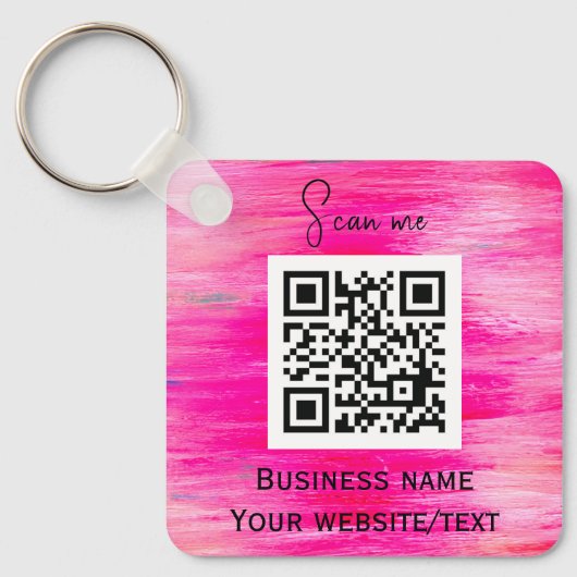 QR Code Business Logo Professional Hot Pink Sleutelhanger (Voorkant)