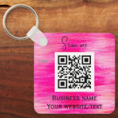 QR Code Business Logo Professional Hot Pink Sleutelhanger (Voorkant)