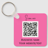 QR Code Business Logo Professional Hot Pink Sleutelhanger (Voorkant)
