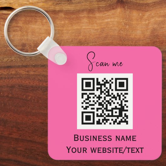 QR Code Business Logo Professional Hot Pink Sleutelhanger (Voorkant)