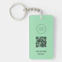 QR Code Business Logo Professional Mint Green Sleutelhanger