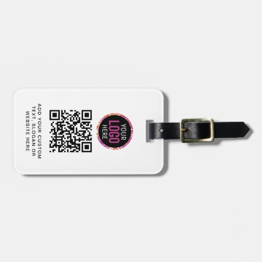 QR-code | Business Logo Professional Modern Bagagelabel (Voorkant horizontaal)