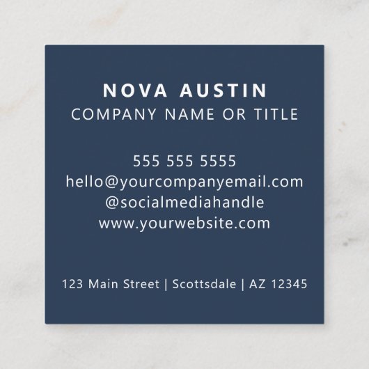 QR Code Business Logo Professional Modern Blauw Vierkante Visitekaartje (Achterkant)