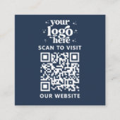 QR Code Business Logo Professional Modern Blauw Vierkante Visitekaartje (Voorkant)