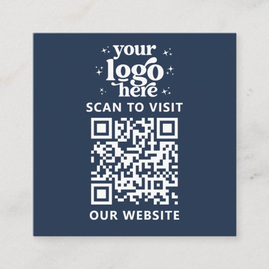 QR Code Business Logo Professional Modern Blauw Vierkante Visitekaartje (Voorkant)