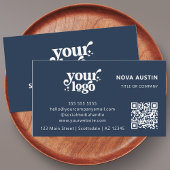 QR Code Business Logo Professional Modern Blauw Visitekaartje