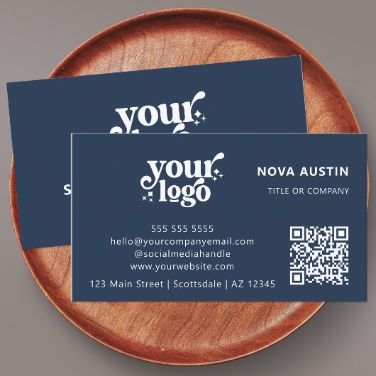 QR Code Business Logo Professional Modern Blauw Visitekaartje