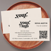 QR Code Business Logo Professional Modern Cream Visitekaartje
