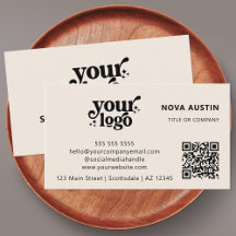 QR Code Business Logo Professional Modern Cream