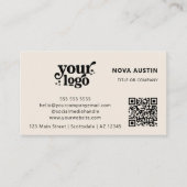QR Code Business Logo Professional Modern Cream Visitekaartje (Voorkant)
