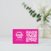 QR Code Business Logo Professional Modern Hot Pink Visitekaartje (Staand voorkant)