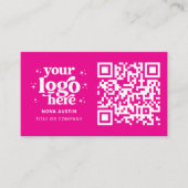 QR Code Business Logo Professional Modern Hot Pink Visitekaartje (Voorkant)