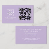 QR Code Business Logo Professional Modern Paars Visitekaartje (Voorkant / Achterkant)