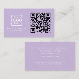 QR Code Business Logo Professional Modern Paars Visitekaartje
