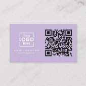 QR Code Business Logo Professional Modern Paars Visitekaartje (Voorkant)