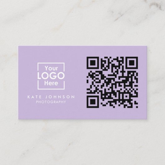 QR Code Business Logo Professional Modern Paars Visitekaartje (Voorkant)