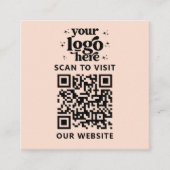 QR Code Business Logo Professional Modern Roze Vierkante Visitekaartje (Voorkant)