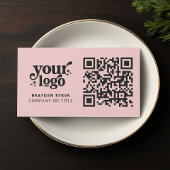 QR Code Business Logo Professional Modern Roze Visitekaartje