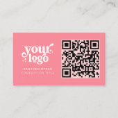 QR Code Business Logo Professional Modern Roze Visitekaartje (Voorkant)