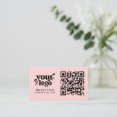 QR Code Business Logo Professional Modern Roze Visitekaartje (Staand voorkant)