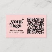 QR Code Business Logo Professional Modern Roze Visitekaartje (Voorkant)