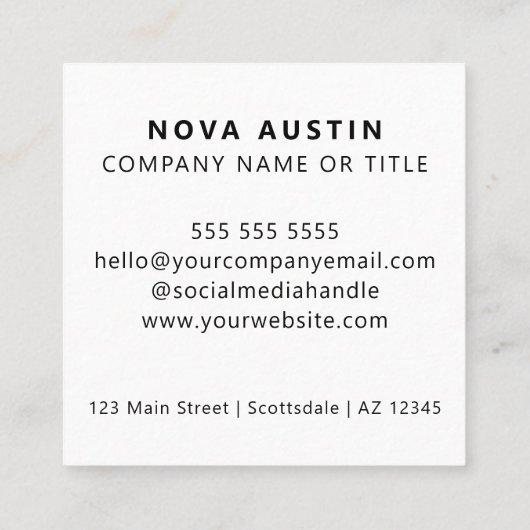 QR Code Business Logo Professional Modern Wit Vierkante Visitekaartje (Achterkant)