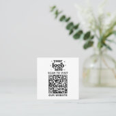 QR Code Business Logo Professional Modern Wit Vierkante Visitekaartje (Staand voorkant)