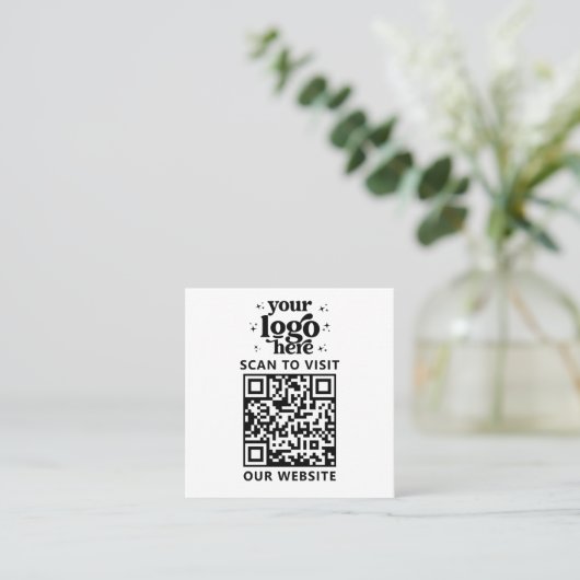 QR Code Business Logo Professional Modern Wit Vierkante Visitekaartje (Staand voorkant)