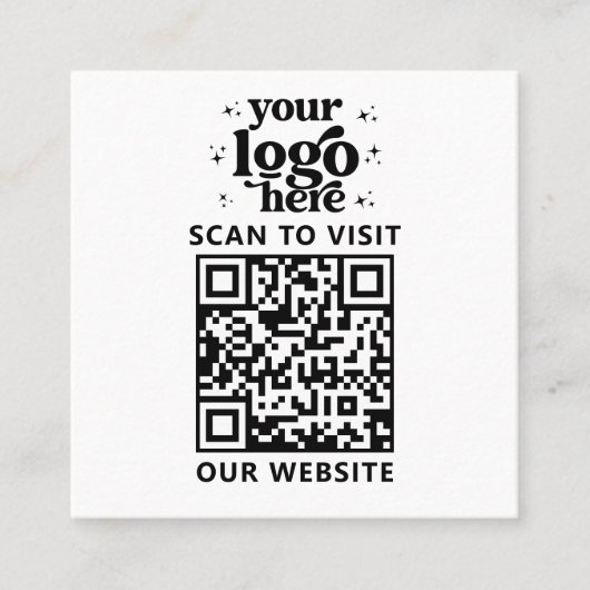 QR Code Business Logo Professional Modern Wit Vierkante Visitekaartje (Voorkant)