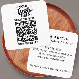 QR Code Business Logo Professional Modern Wit Vierkante Visitekaartje