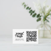QR Code Business Logo Professional Modern Wit Visitekaartje (Staand voorkant)