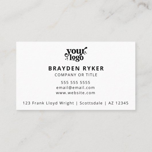 QR Code Business Logo Professional Modern Wit Visitekaartje (Achterkant)