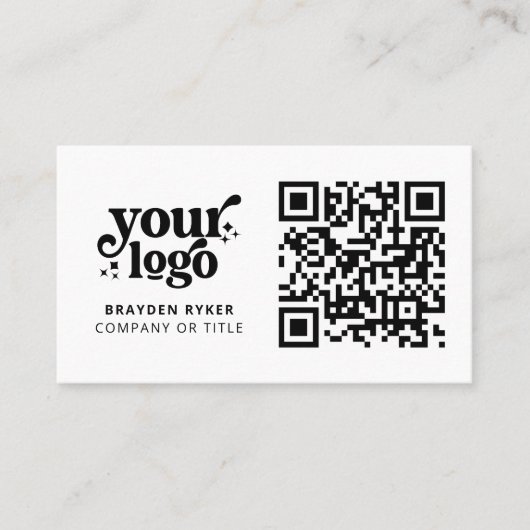 QR Code Business Logo Professional Modern Wit Visitekaartje (Voorkant)