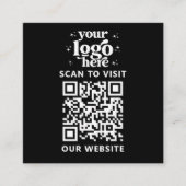 QR Code Business Logo Professional Modern Zwart Vierkante Visitekaartje (Voorkant)