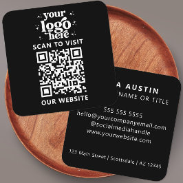 QR Code Business Logo Professional Modern Zwart Vierkante Visitekaartje
