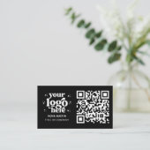 QR Code Business Logo Professional Modern Zwart Visitekaartje (Staand voorkant)
