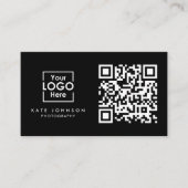 QR Code Business Logo Professional Modern Zwart Visitekaartje (Voorkant)