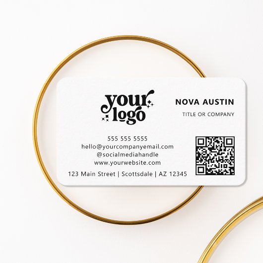 QR Code Business Logo Professional Modern Zwart Visitekaartje