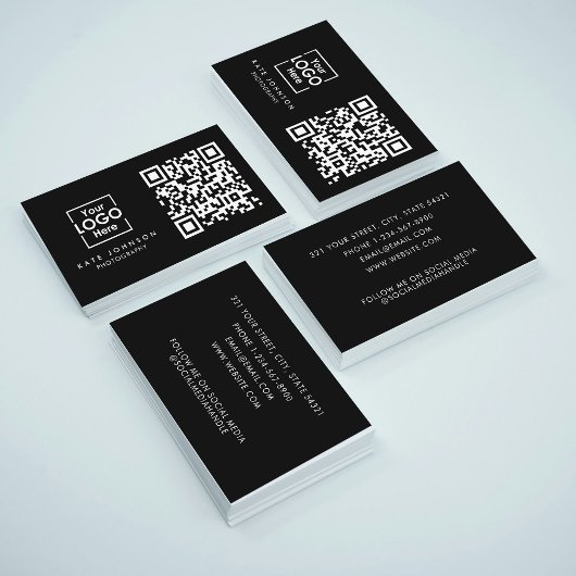QR Code Business Logo Professional Modern Zwart Visitekaartje