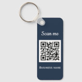 QR Code Business Logo Professional Navy Blue Sleutelhanger (Voorkant)