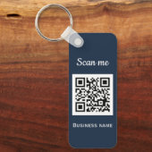 QR Code Business Logo Professional Navy Blue Sleutelhanger (Voorkant)