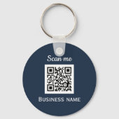 QR Code Business Logo Professional Navy Blue Sleutelhanger (Voorkant)