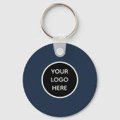 QR Code Business Logo Professional Navy Blue Sleutelhanger (Achterkant)