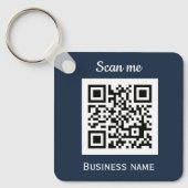 QR Code Business Logo Professional Navy Blue Sleutelhanger (Voorkant)