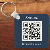 QR Code Business Logo Professional Navy Blue Sleutelhanger (Voorkant)