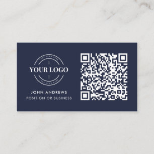 QR Code Business Logo Professional Navy Blue Visitekaartje
