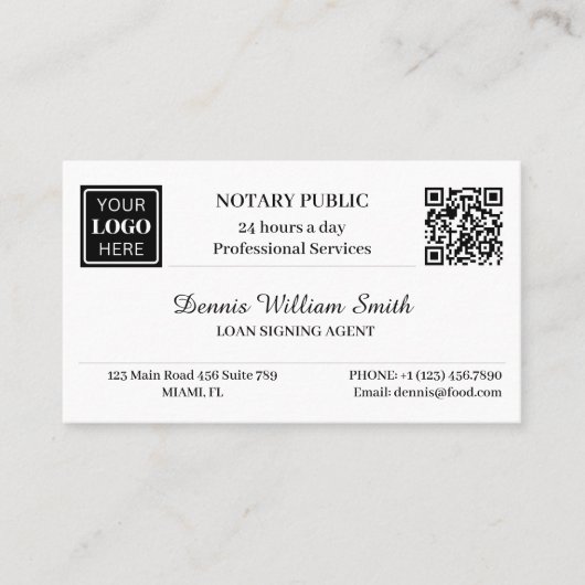 QR-code Business Logo Professional Notaris Visitekaartje (Voorkant)