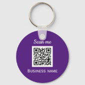QR Code Business Logo Professional Paarse Modern Sleutelhanger (Voorkant)