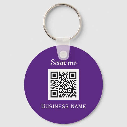 QR Code Business Logo Professional Paarse Modern Sleutelhanger (Voorkant)